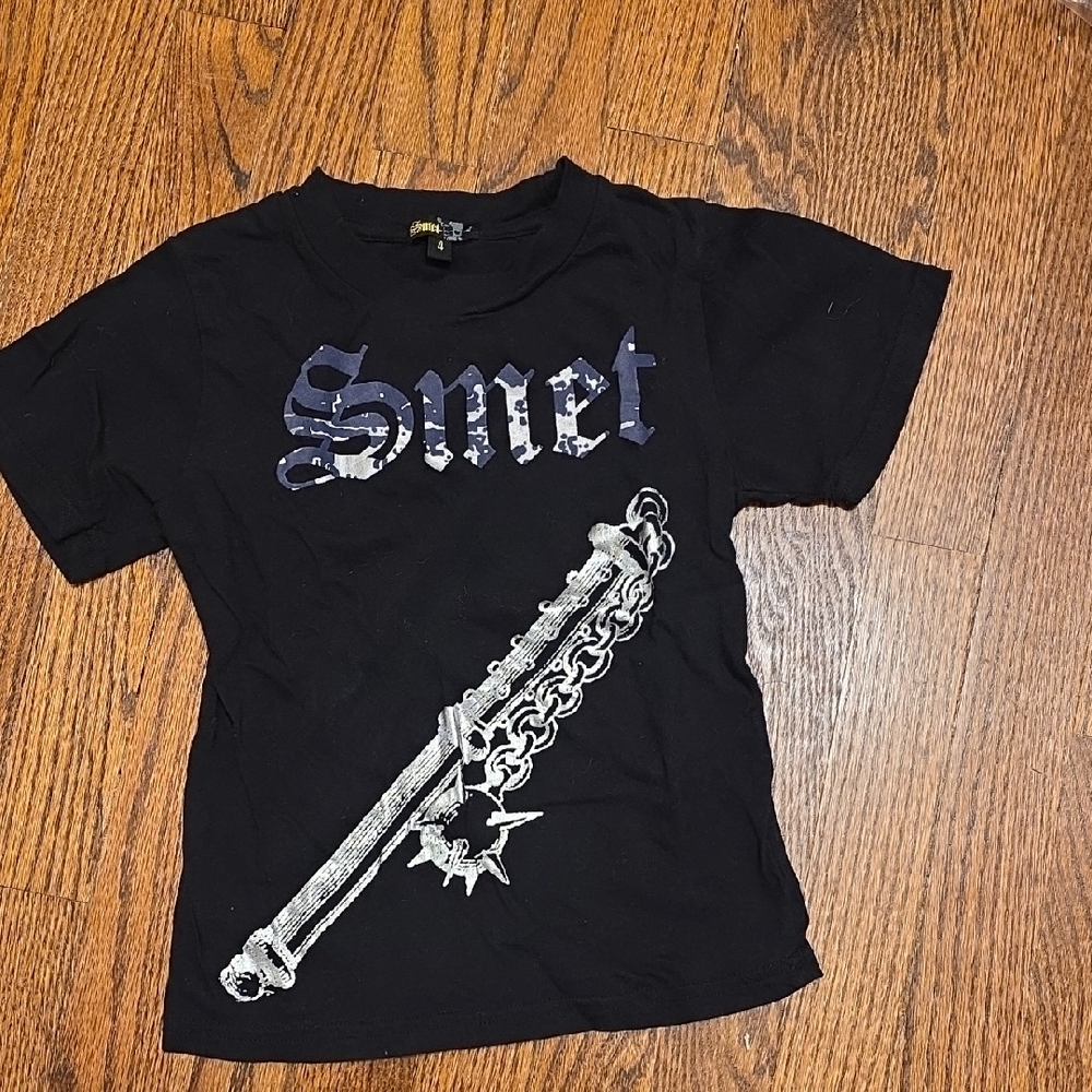 Smet By Christian Audigier Black Graphic Kids T-Shirt